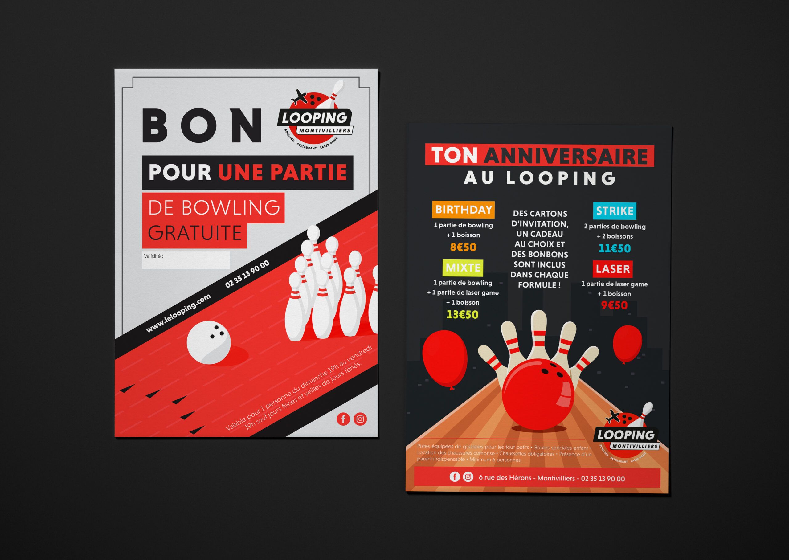 Déclinaison des supports print Le Looping Montivilliers